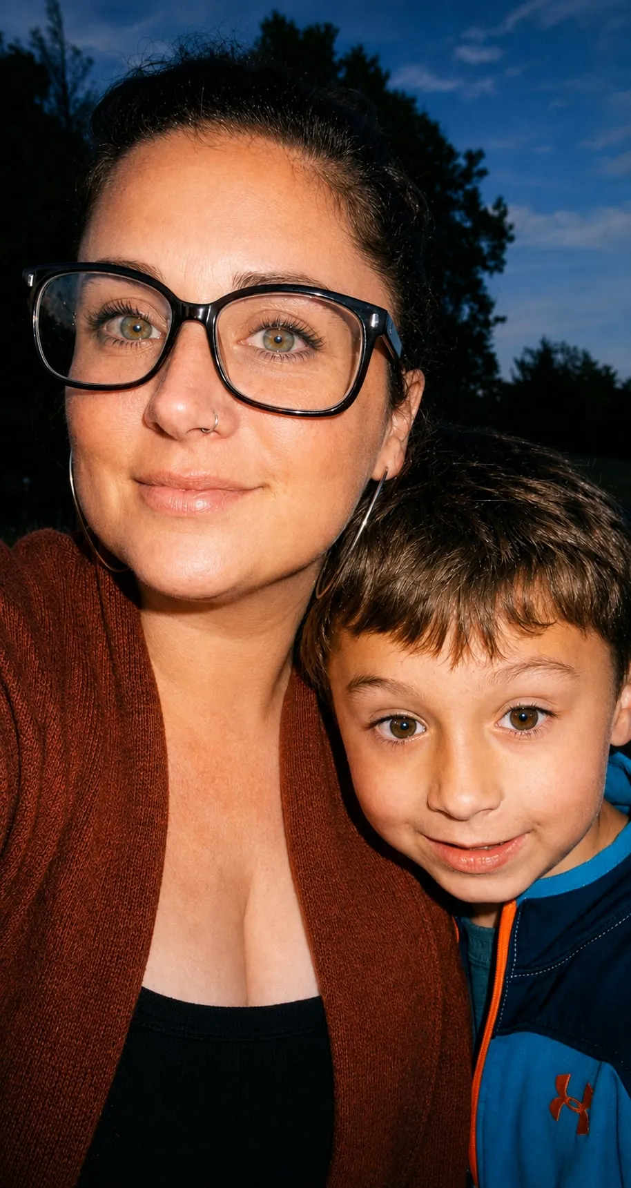 Salem Shields smiling in a selfie with her young son